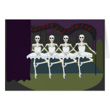 Tarjeta esquelética de Halloween del tutú de la ba