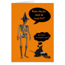 Tarjeta esquelética flaca de Halloween