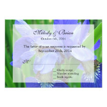 tarjeta floral del rsvp del iris azul, casando inv anuncios personalizados