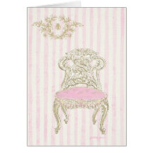 Tarjeta francesa de la silla de los rosetones rosa