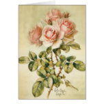 Tarjeta rosada bonita de los rosas del vintage