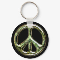 Tarnished Peace Sign Keychain