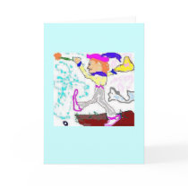 Tarot Fool Greeting (aqua background) cards by JudithLaura Tarot Fool Greeting (aqua background) cards