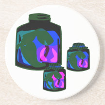Tarros de pimientas de la púrpura del verde azul posavasos manualidades