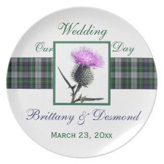 Tartan and Thistle Wedding Keepsake Melamine Plate
