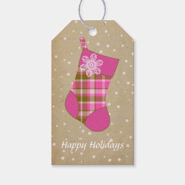 Tartan Christmas Stocking Hot Pink and Olive ID209