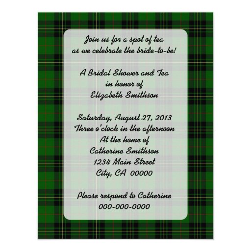 Tartan Plaid Teapot Bridal Shower Invitations
