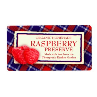 Tartan raspberry preserve jam or food label