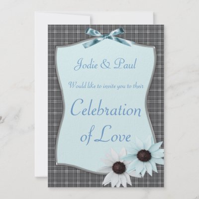 Tartan With Blue Ribbons Flowers Wedding Invitation Matching products 
