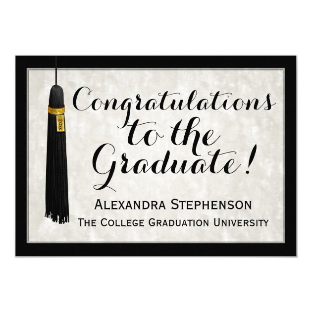 Tassle Congratulations Graduate College Graduation 5x7 Paper Invitation Card