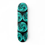 Tatoo Mandalas Lizards - Deep Turquoise Skateboard