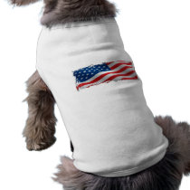Tattered American Flag Dog T-Shirt