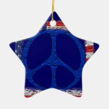 Tattered Peace Flag Christmas Tree Ornaments