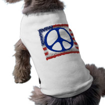 Tattered Peace Flag Dog T-shirt