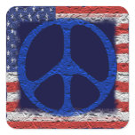 Tattered Peace Flag Square Sticker