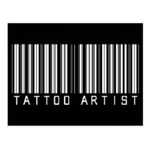 Tattoo Artist Bar Code Postcards