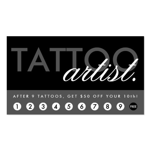 tattoo artist rewards program business card