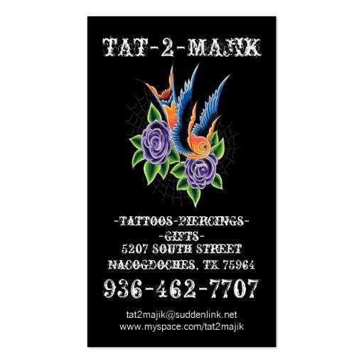 Tattoo Business Card (front side)
