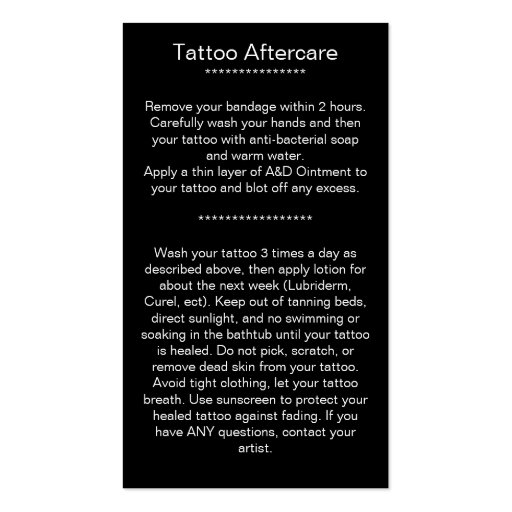 Tattoo Business Card (back side)