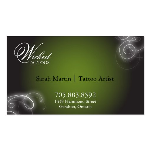 Tattoo Business Card Elegant Flourish Glow (back side)