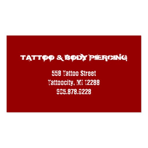 Tattoo Business Card Red Rose Gray (back side)