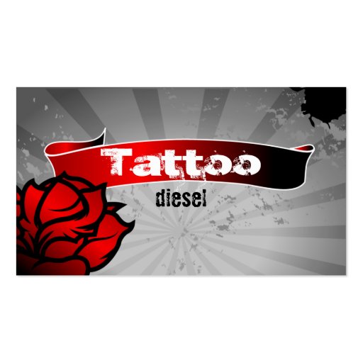 Tattoo Business Card Red Rose Gray