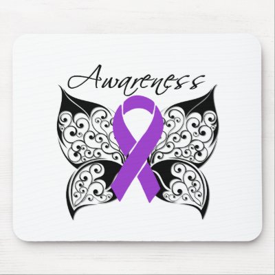 Tattoo Butterfly Awareness Alzheimer's Disease Mousepad by cancerapparel