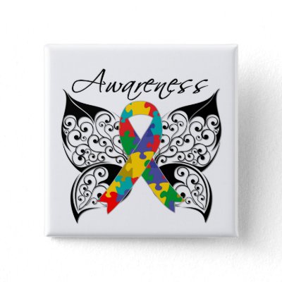 Logo Design on Tattoo Butterfly Awareness   Autism Pin From Zazzle Com