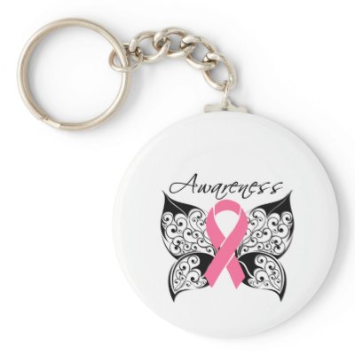 Tattoo Butterfly Awareness Breast Cancer Keychains by cancerapparel