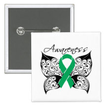 Tattoo Butterfly Awareness - Liver Cancer Pinback Buttons