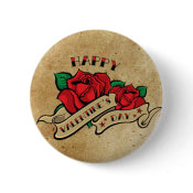 Tattoo Happy Valentine's Day Rose Button button