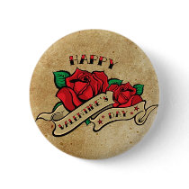 Tattoo Happy Valentine's Day Rose Button buttons
