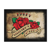 Tattoo Happy Valentine's Day Rose postcards