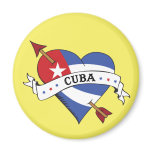 Tattoo Heart and Arrow with Cuban Flag magnets