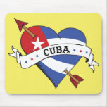 Tattoo Heart and Arrow with Cuban Flag mousepads