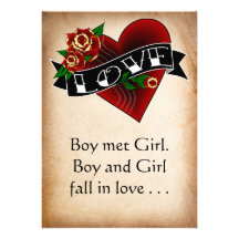 Tattoo Heart and Rose Wedding Invitation