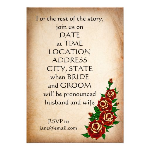 Tattoo Heart and Rose Wedding Invitation