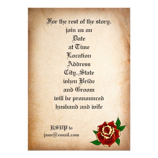 Tattoo Heart and Rose Wedding Invitation