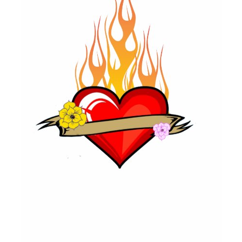 Tattoo Heart Banner in Flames zazzle_shirt