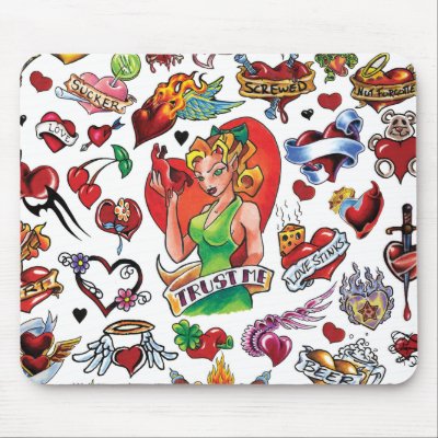 Simpsons Tattoos This mousepad features a variety of different tattoo heart 