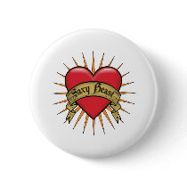 Tattoo Heart Saxy Beast buttons by TeeShirtsTShirts Tattoo Heart Saxy Beast buttons