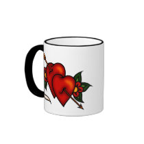 Tattoo Hearts with Arrow Mugs