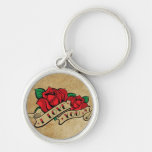 Tattoo I Love You Rose Keychain