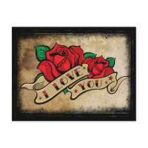 Tattoo I Love You Rose Postcard postcards