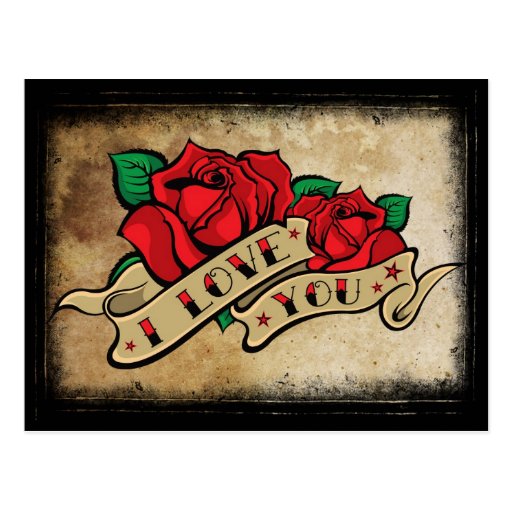 Tattoo I Love You Rose Postcard