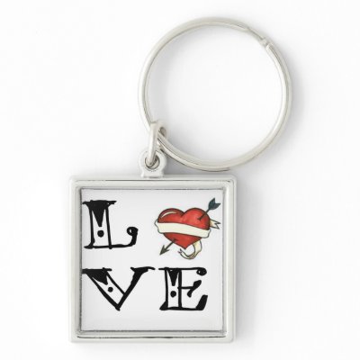 Tattoo Love Heart Key Chain by jemzydesigns. Show that special someone how you feel. You are in my heart.