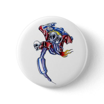 tattoo machine skull pinback buttons by tattoostyle