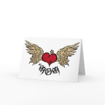 Tattoo Mom Crowned Heart with Wings cards