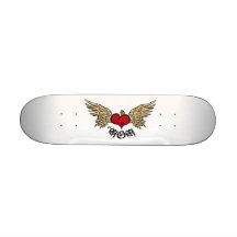 Tattoo Mom Crowned Heart with Wings Skate Board
