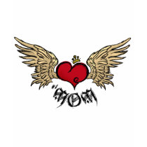 Tattoo Mom Crowned Heart with Wings t-shirts